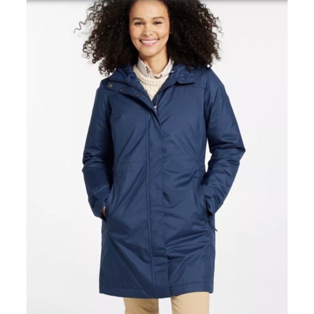 Women's LL Bean Winter Warmer Coat Size S Nautical Navy Blue Excellent Condition